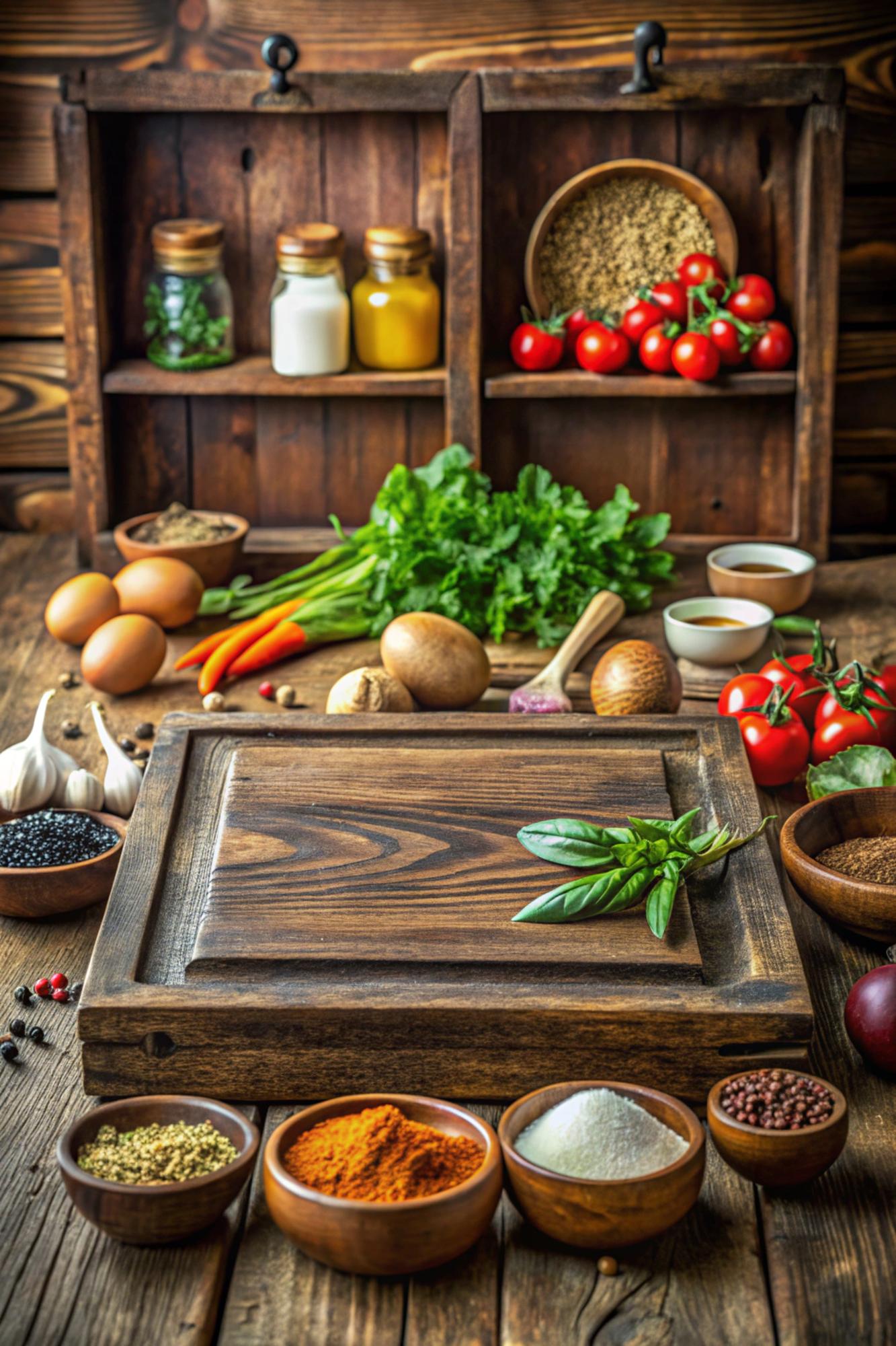 Workshop kitchen with wooden table and ingredients